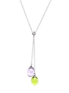 TIFFANY & Co. 18K White Gold Amethyst Peridot Rainbow Drop Pendant Necklace