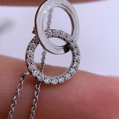 Tiffany & Co. 18K White Gold and Diamond Double Circle Motif Statement Necklace