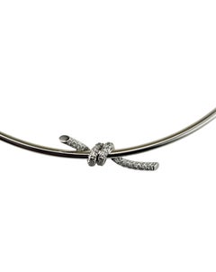 Tiffany & Co. 18K White Gold and Diamond Knot Necklace w/Box #25108