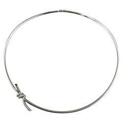 Tiffany & Co. 18K White Gold and Diamond Knot Necklace w/Box #25108
