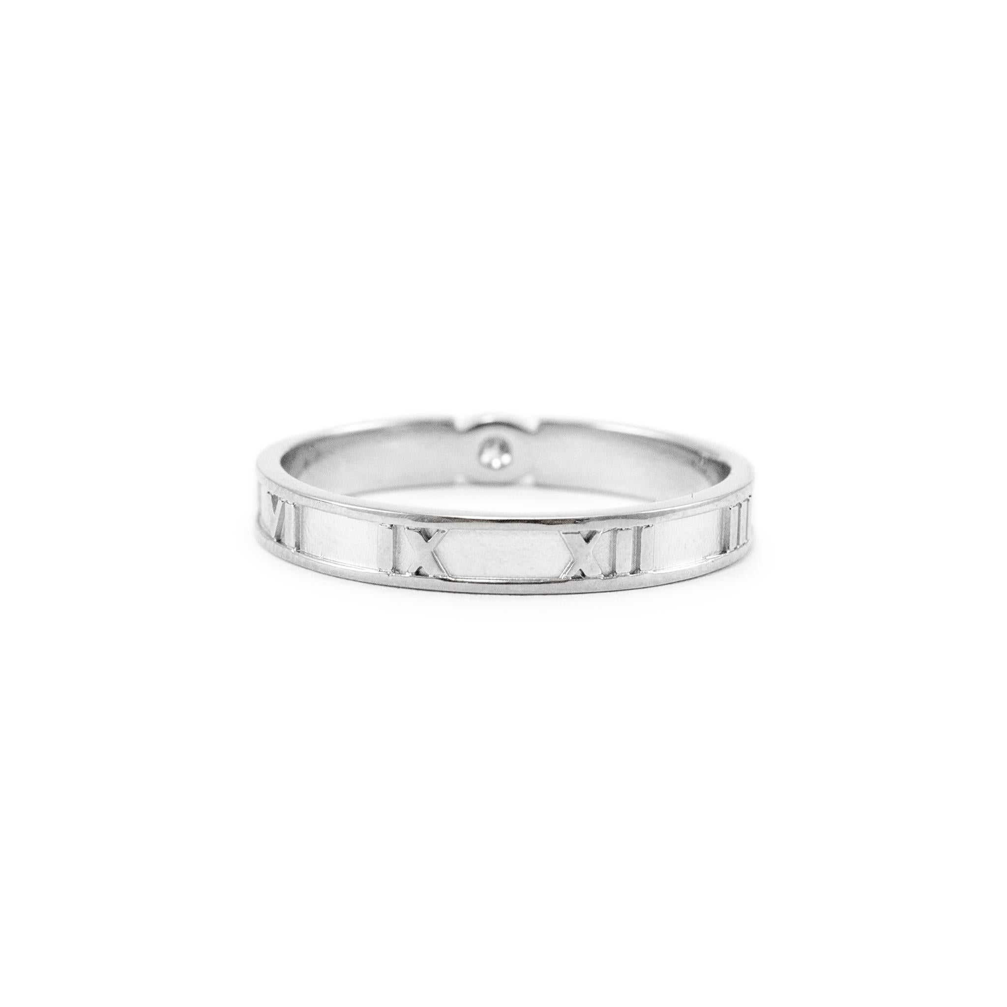 Women's or Men's Tiffany & Co. 18K White Gold Atlas Diamond Band Ring For Sale
