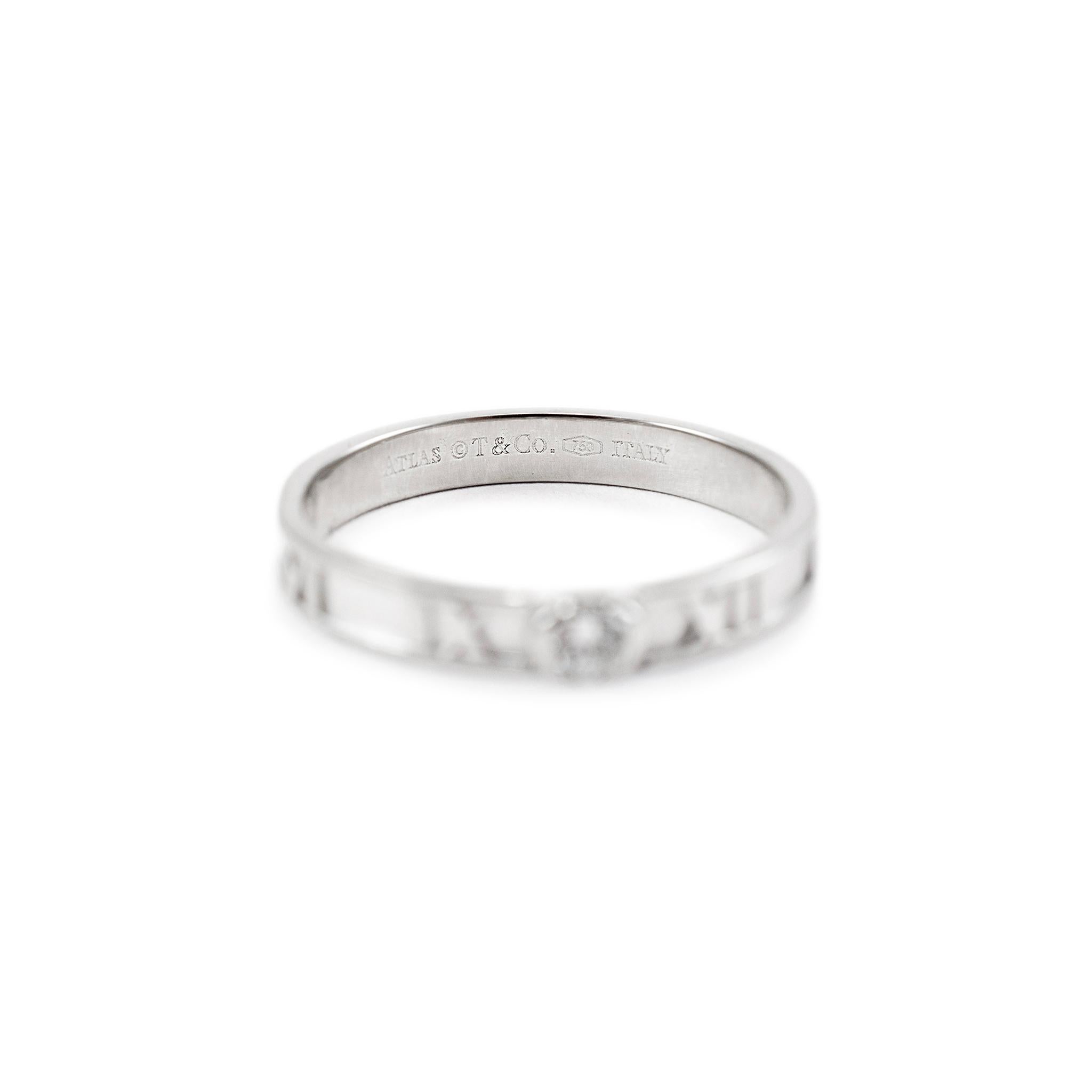 Tiffany & Co. 18K White Gold Atlas Diamond Band Ring For Sale 1
