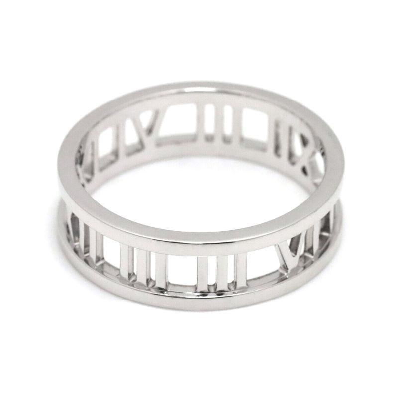 TIFFANY & Co. 18K White Gold Atlas Open Ring 9.5

Metal: 18K White Gold 
Size: 9.5 
Band Width: 7mm
Weight: 6.40 grams 
Hallmark: ATLAS © 2003 TIFFANY&Co. 750 
Condition: Excellent condition, like new

Limited edition, no longer available for sale