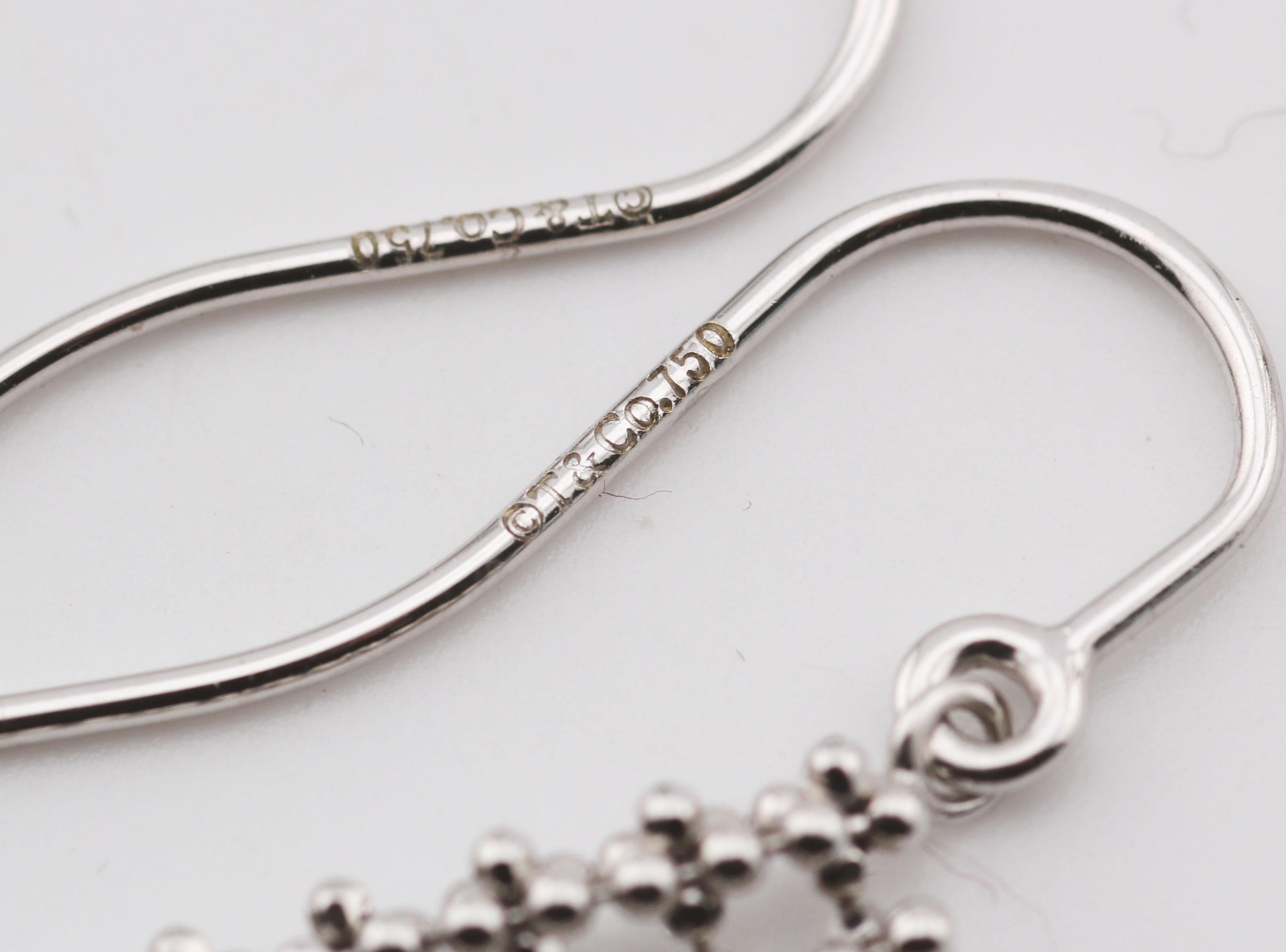 Women's Tiffany & Co. 18K White Gold Bead Mesh Long Drop Earrings