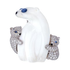 Tiffany & Co. 18k White Gold Chalcedony Polar Bear Brooch