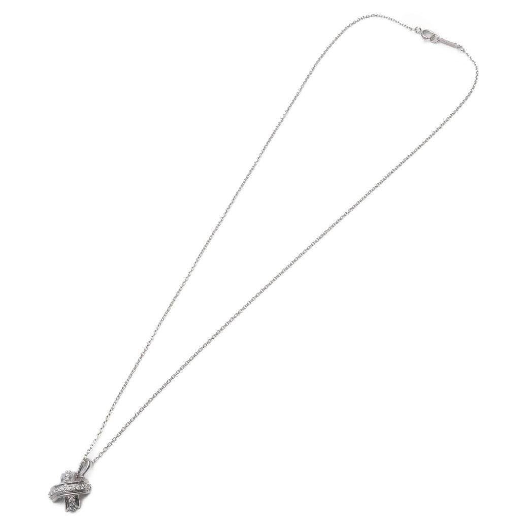 TIFFANY & Co. 18K Weißgold Diamant 10mm Signature X Anhänger Halskette im Zustand „Hervorragend“ in Los Angeles, CA