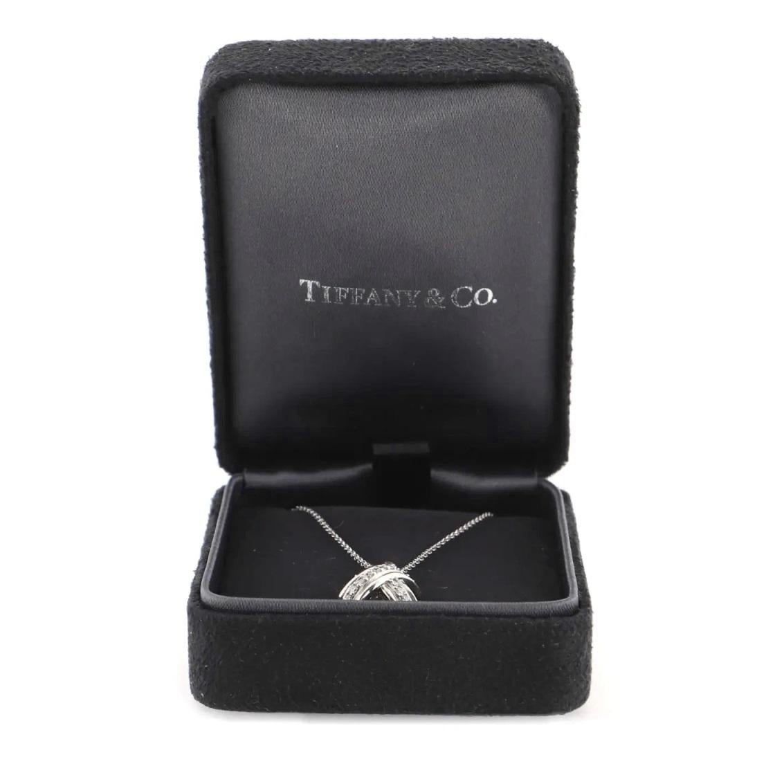TIFFANY & Co. 18 Karat Weißgold Diamant-Halskette mit X-Anhänger, 12 mm Signatur X Damen