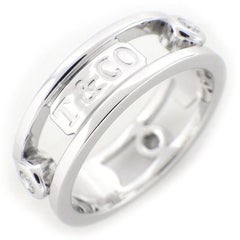 Tiffany & Co. 18k White Gold Diamond 1837 Ring 6.5