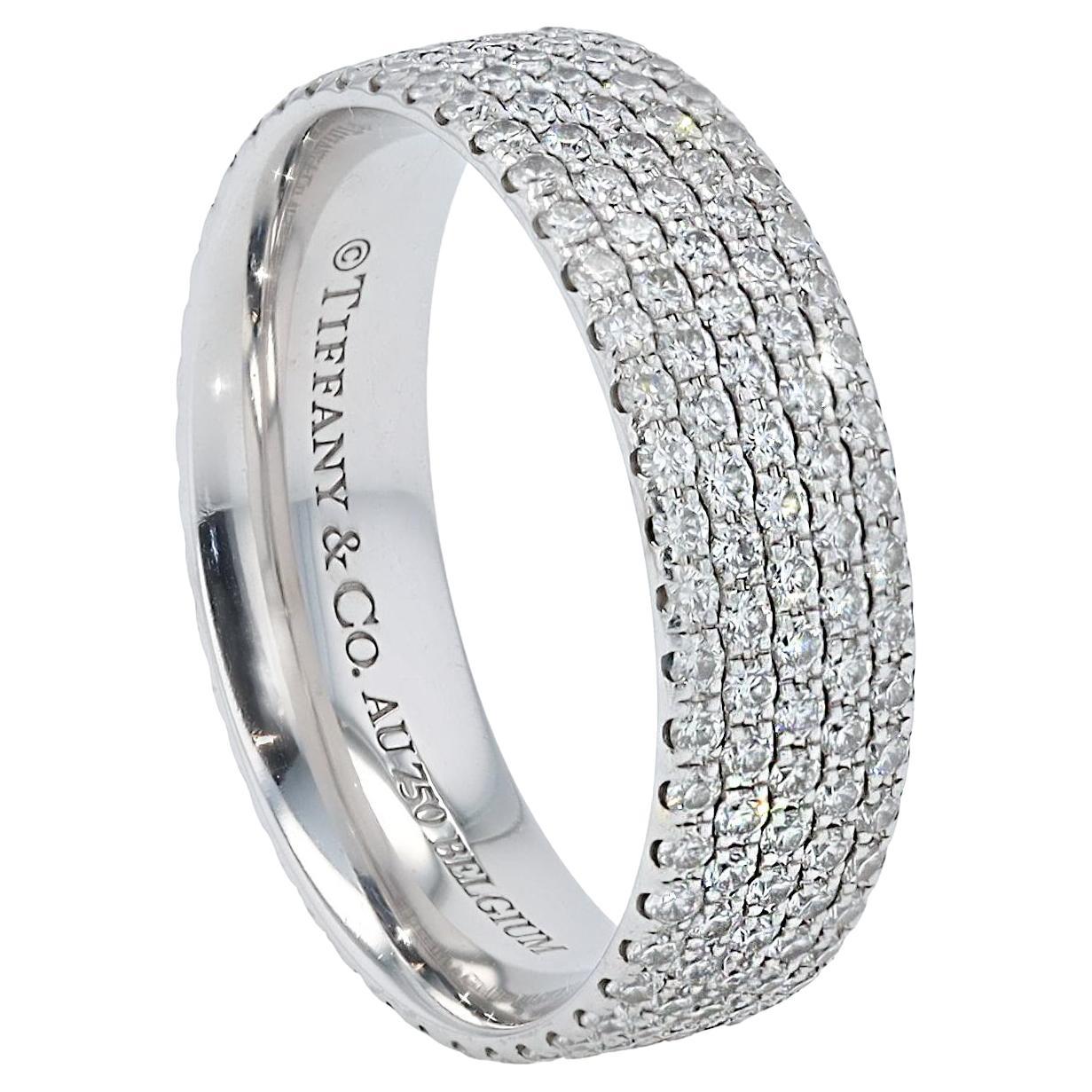 Tiffany & Co Or blanc 18k Diamant 5-Row Metro Ring