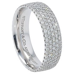 Tiffany & Co 18k White Gold Diamond 5-Row Metro Ring