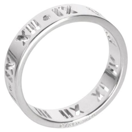 TIFFANY & Co. 18K White Gold Diamond 5mm Atlas Pierced Ring 10