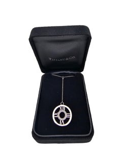 Tiffany & Co. 18K White Gold Diamond Atlas Lariat Necklace w/Box #24770
