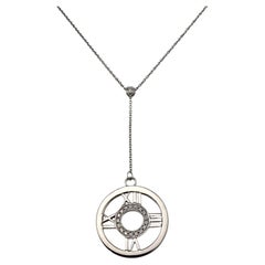 Tiffany & Co. 18K White Gold Diamond Atlas Lariat Necklace w/Box #24770