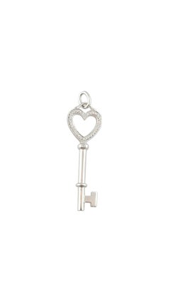 Tiffany & Co. 18K White Gold Diamond Heart Key 1.5" #16091