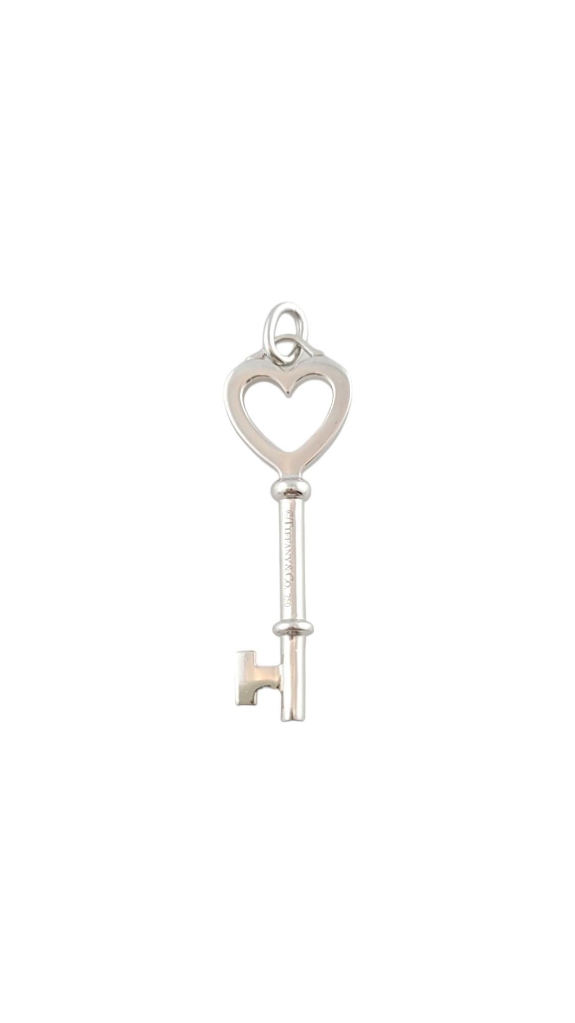 Brilliant Cut Tiffany & Co. 18K White Gold Diamond Heart Key 1.5