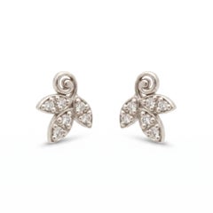 Tiffany & Co. 18k White Gold Diamond Leaf Earrings