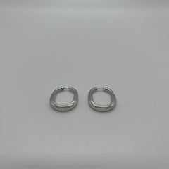 Tiffany & Co. 18K White Gold Diamond Lock Medium Hoop Earrings