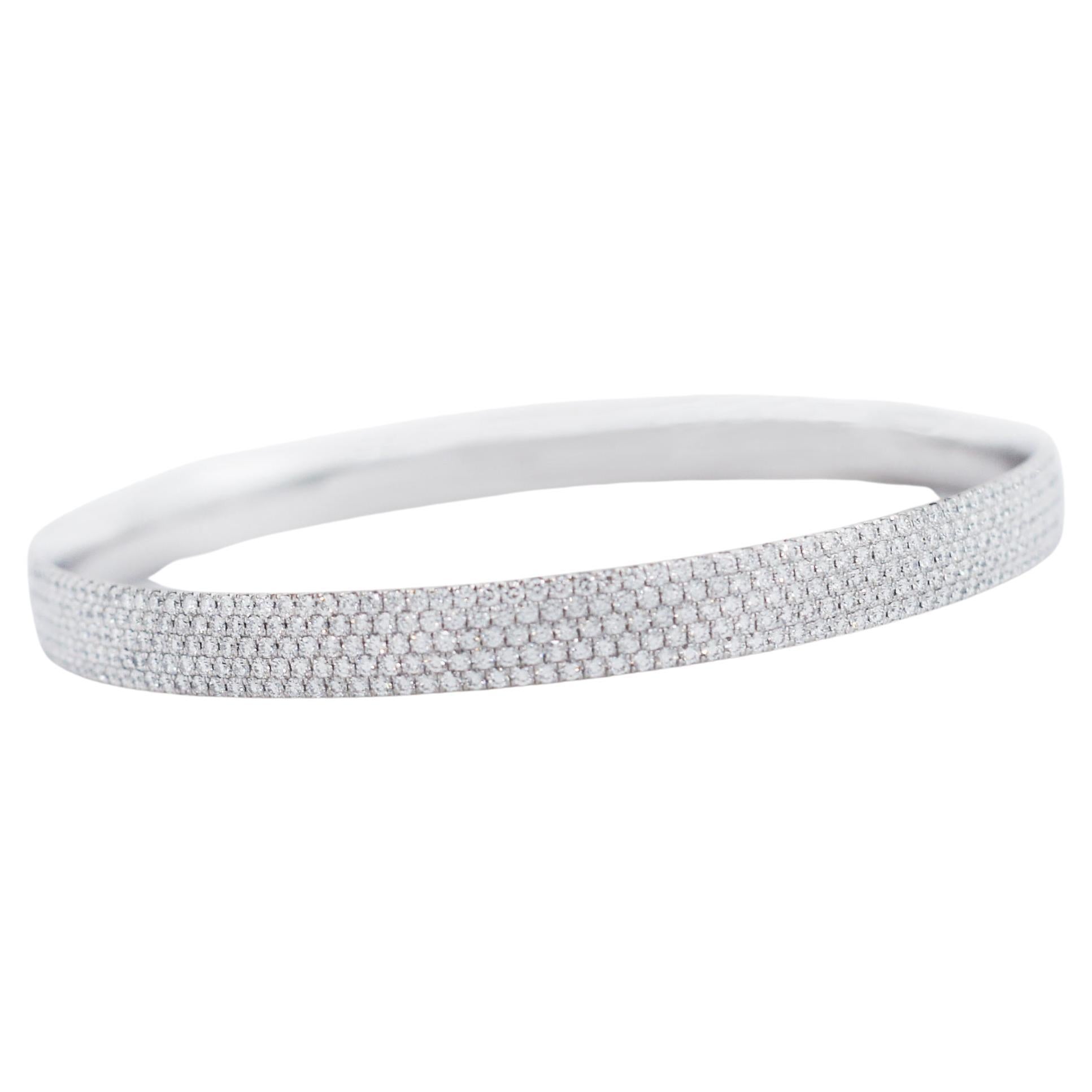Tiffany & Co. 18K White Gold Diamond Metro 5 Row Bangle Bracelet