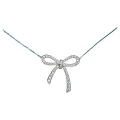 TIFFANY & Co  18K White gold  Diamond Metro Bow Mini Necklace