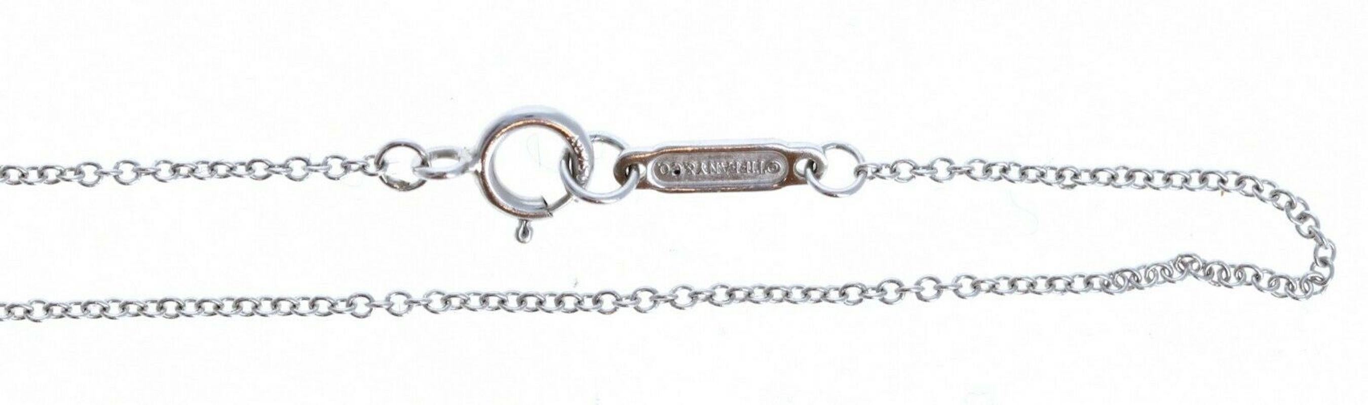 Round Cut Tiffany & Co. 18k White Gold & Diamond Small Cross Pendant Necklace