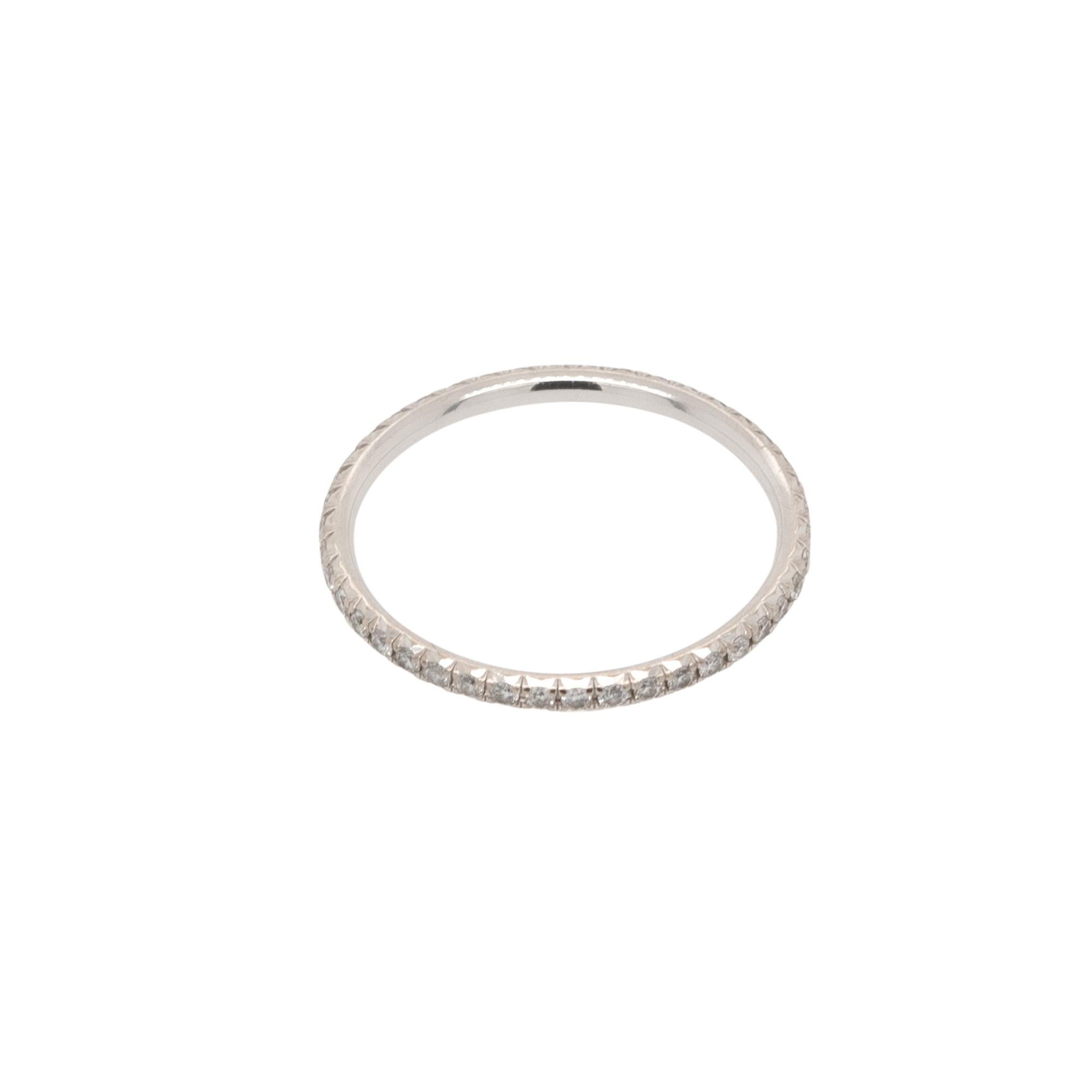 Tiffany & Co. 18k White Gold Diamond Stackable Band
The Tiffany & Co. 18k White Gold Diamond Stackable Band is an exquisite piece of jewelry known for its elegance and versatility. Crafted from luxurious 18k white gold, it features a stunning row of