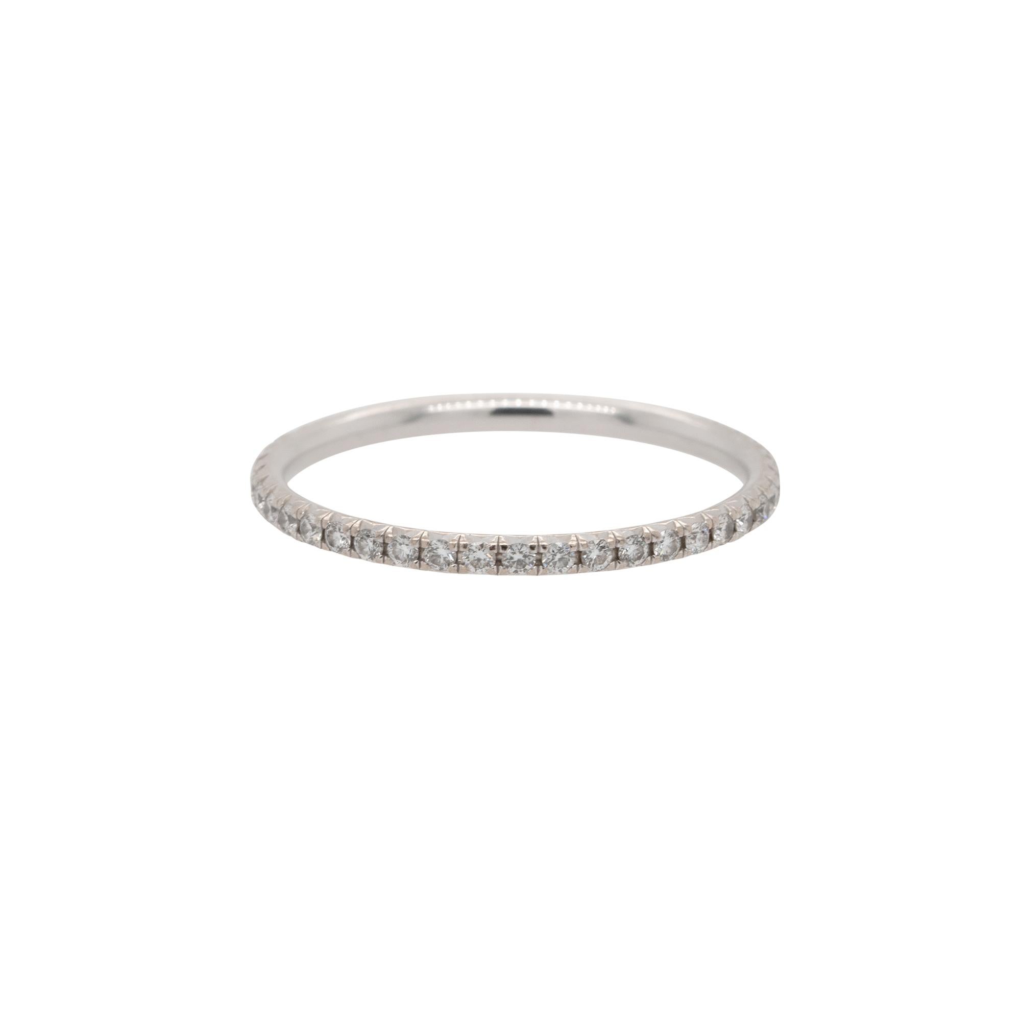 Round Cut Tiffany & Co. 18k White Gold Diamond Stackable Band For Sale