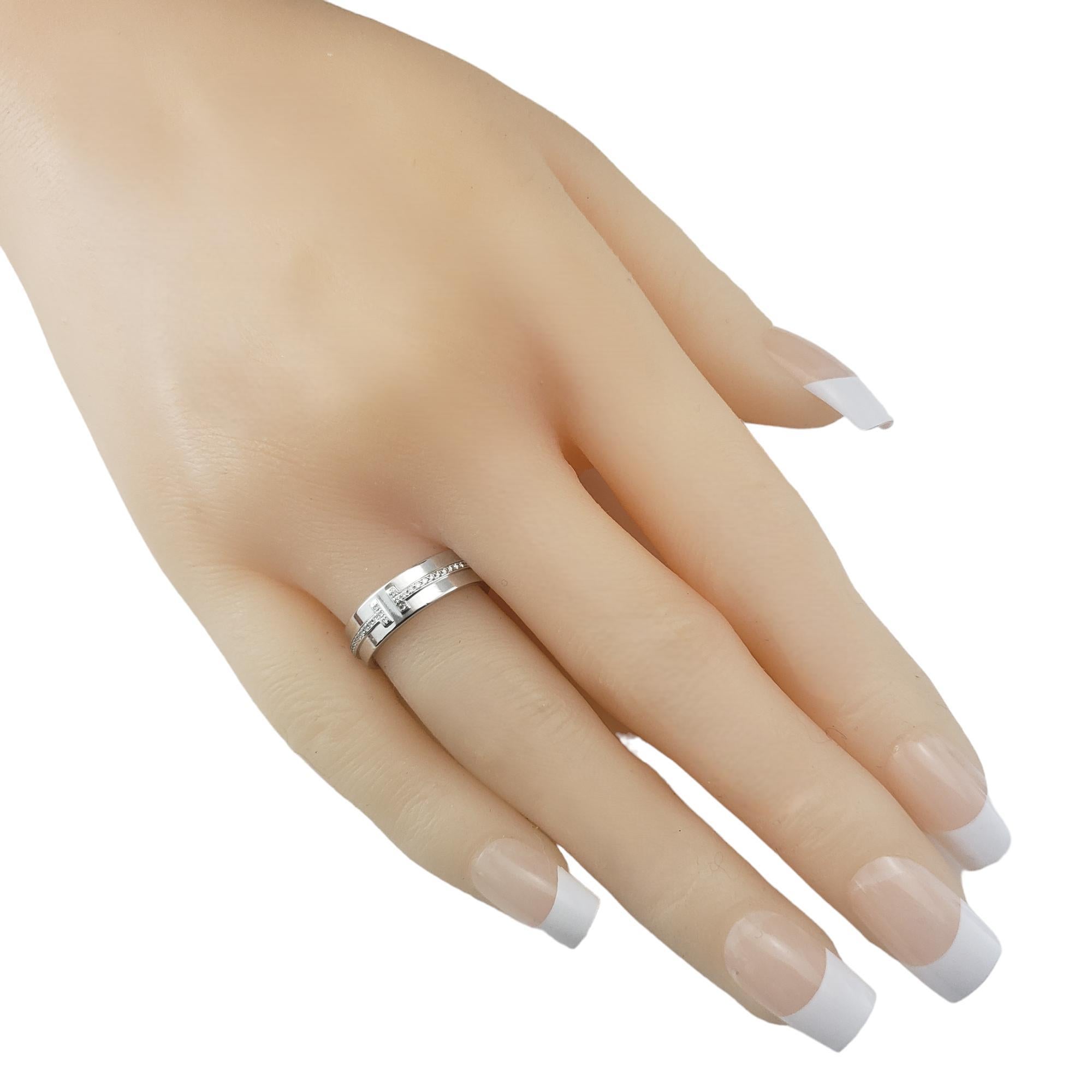 Tiffany & Co. 18K White Gold & Diamond T Ring 5.5  #17222 For Sale 3
