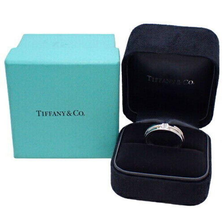 Tiffany & Co. Bague T en or blanc 18 carats avec diamants, taille 8 en vente 2