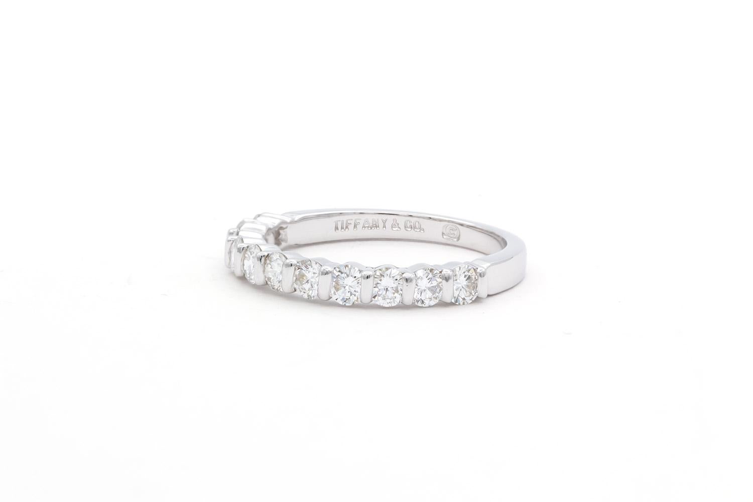 Contemporary Tiffany & Co. 18k White Gold & Diamond Tiffany Diamond Wedding Band 2.75mm For Sale