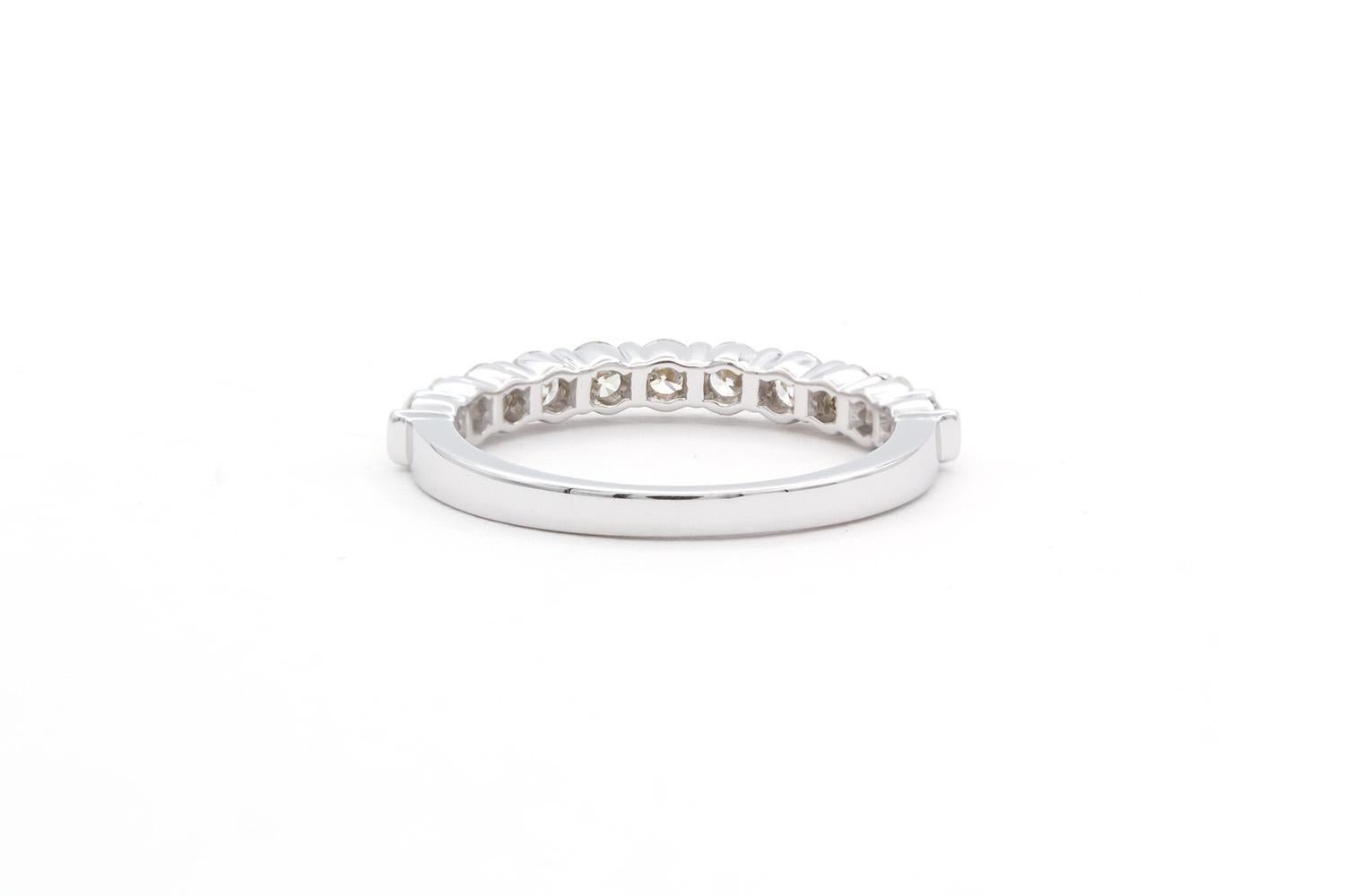 Tiffany & Co. 18k White Gold & Diamond Tiffany Diamond Wedding Band 2.75mm In Excellent Condition For Sale In Tustin, CA