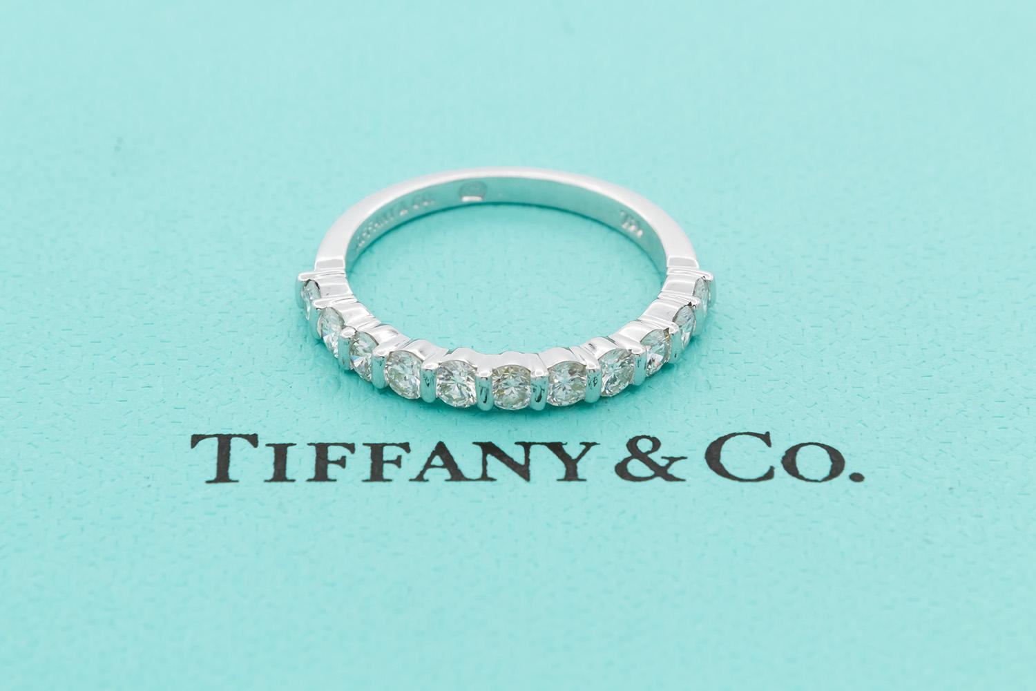 Tiffany & Co. 18k White Gold & Diamond Tiffany Diamond Wedding Band 2.75mm For Sale 2