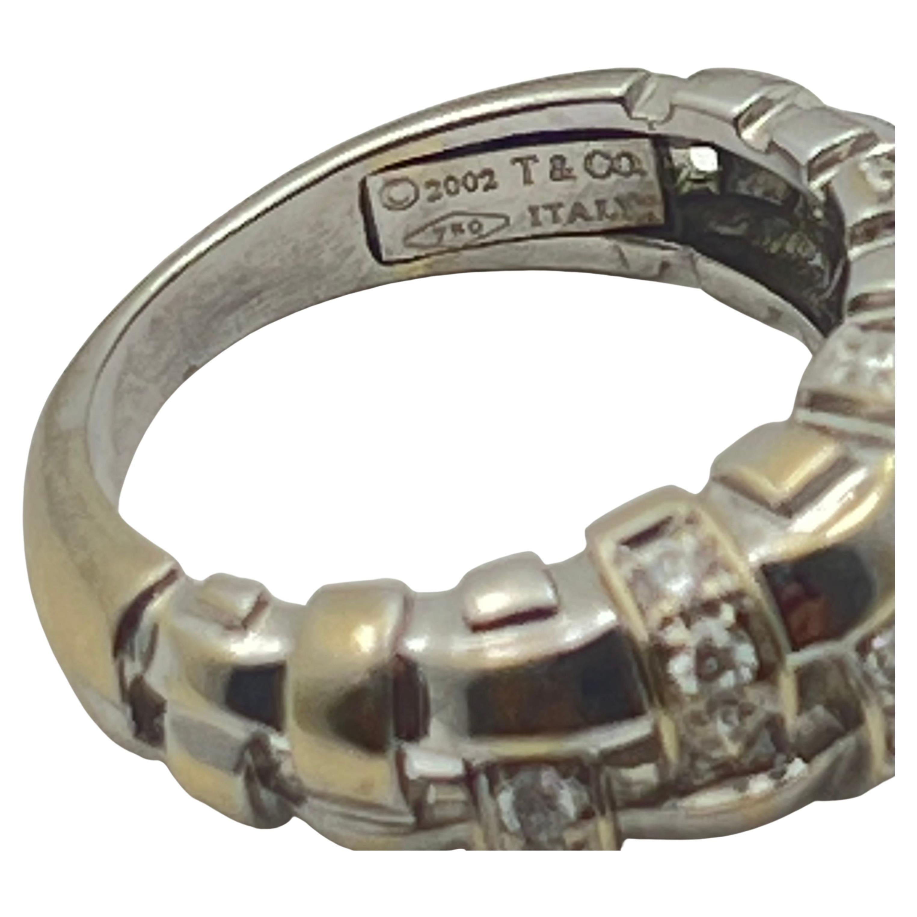 Tiffany & Co. 18k Weißgold Diamant Vannerie Ring im Zustand „Hervorragend“ im Angebot in Palm Beach, FL