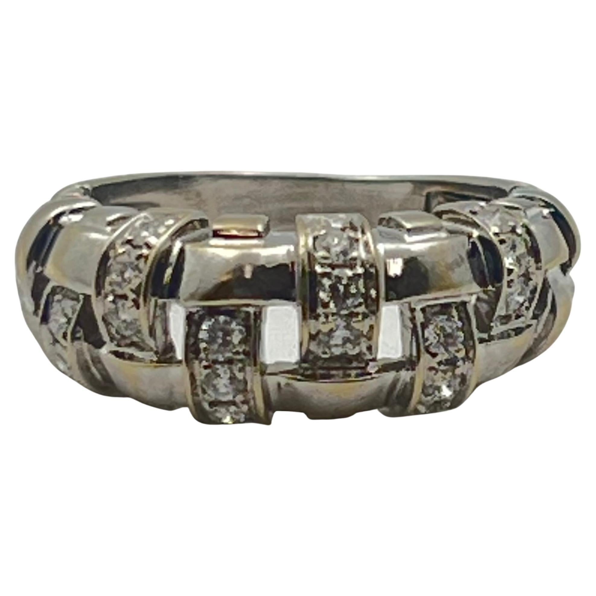 Tiffany & Co. 18k Weißgold Diamant Vannerie Ring im Angebot