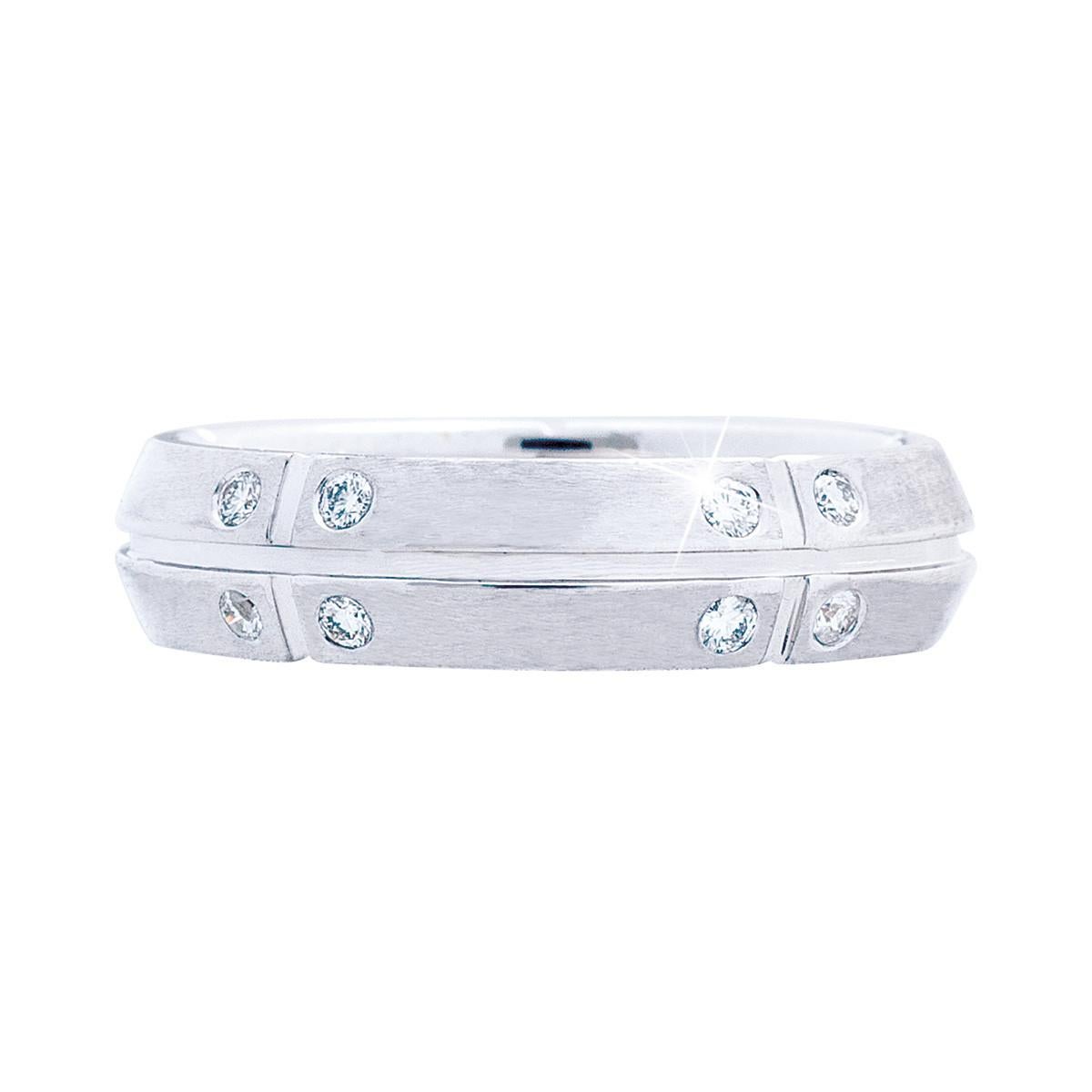 Tiffany & Co 18 Karat White Gold Diamond Wedding Band Ring Excellent 2