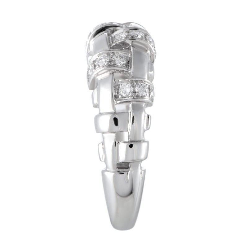 TIFFANY & Co. Anillo tejido de diamantes de oro blanco de 18 quilates 7,5 Corte redondo en venta