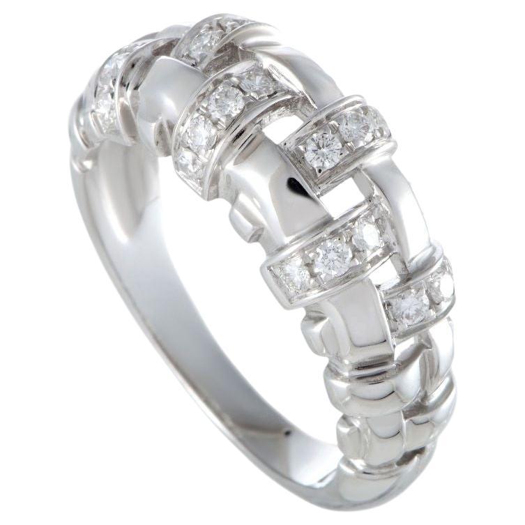 Tiffany & Co. 18k White Gold Diamond Woven Ring For Sale