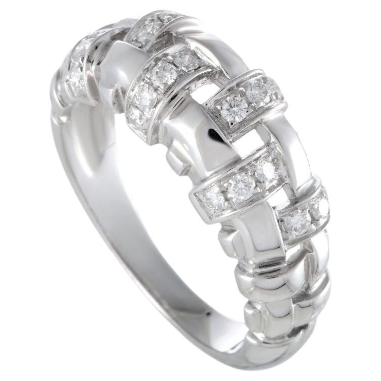 TIFFANY & Co. Anillo tejido de diamantes de oro blanco de 18 quilates 7,5 en venta