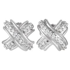 Tiffany & Co. 18K White Gold Diamond x Earrings