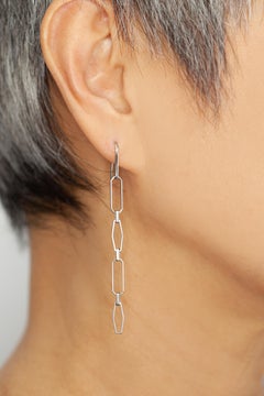 Tiffany & Co. 18K White Gold Elongated Geometric Link Drop Earrings