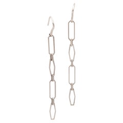 Tiffany & Co. 18K White Gold Elongated Geometric Link Drop Earrings