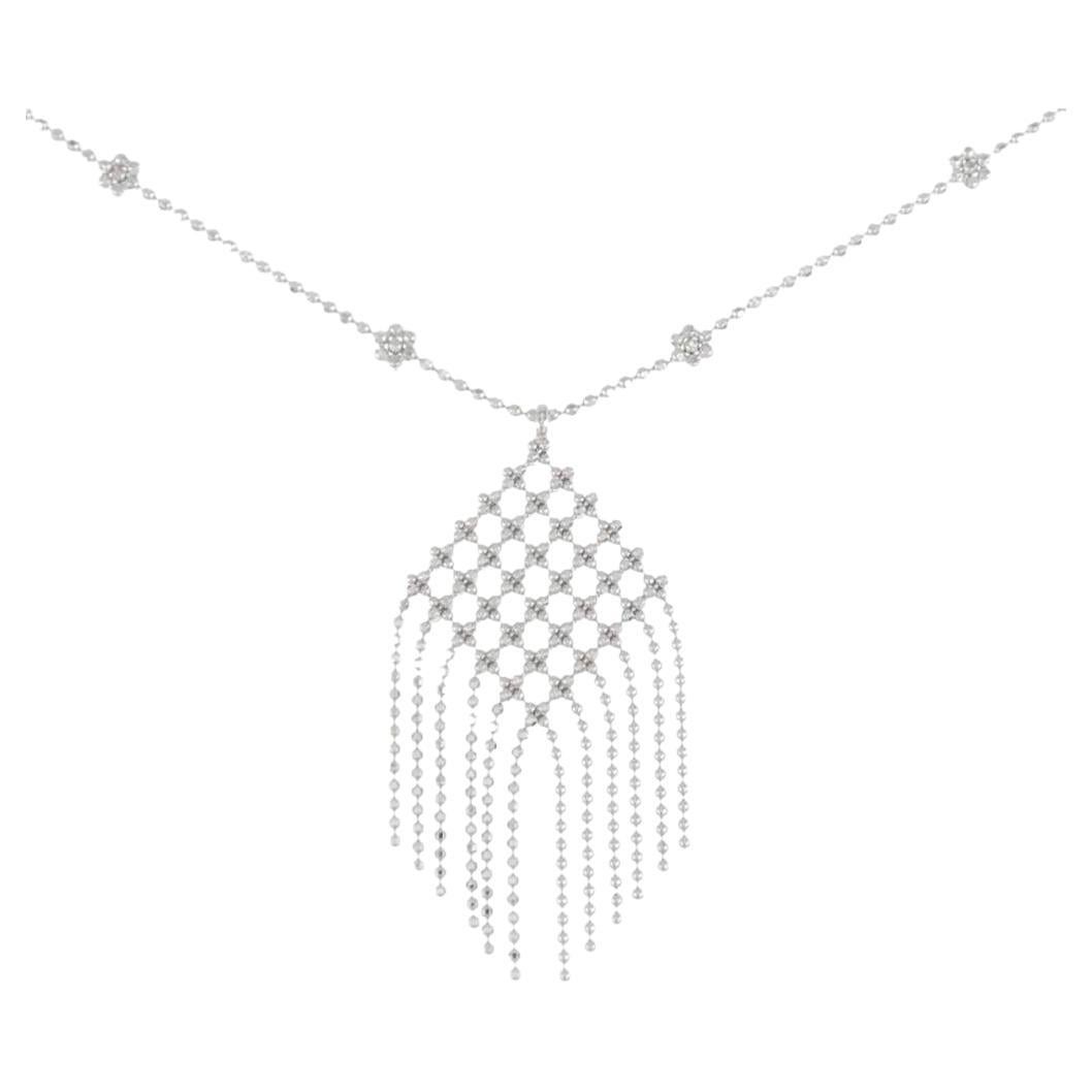 TIFFANY & Co. 18K White Gold Fringe Pendant Necklace
