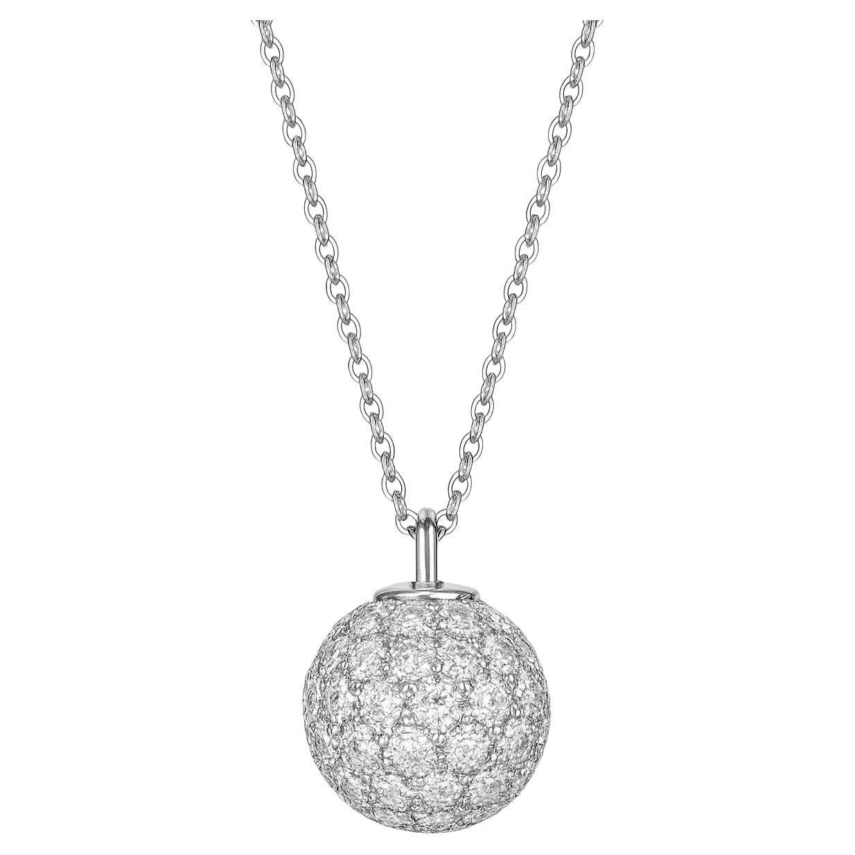 Tiffany & Co. Collier à pendentifs en or blanc 18 carats pavé de diamants Ball