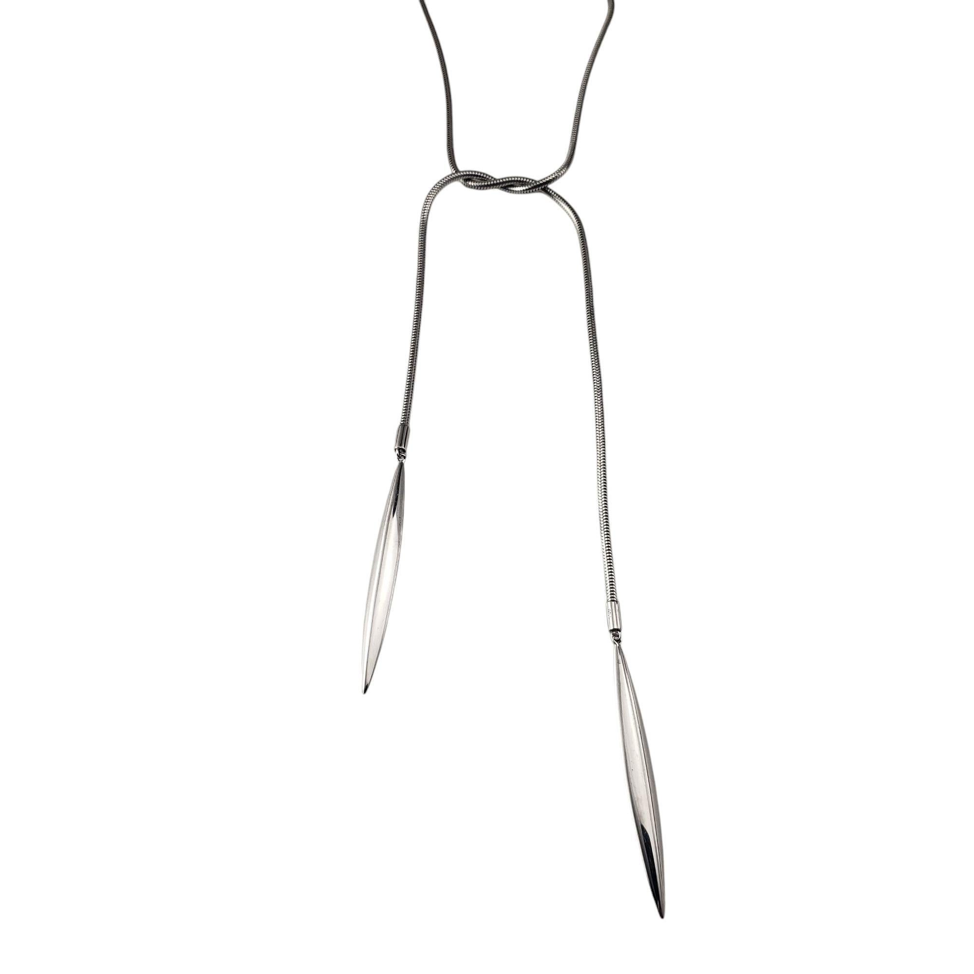 Women's Tiffany & Co. 18K White Gold Long Feather Lariat Necklace #20997 For Sale