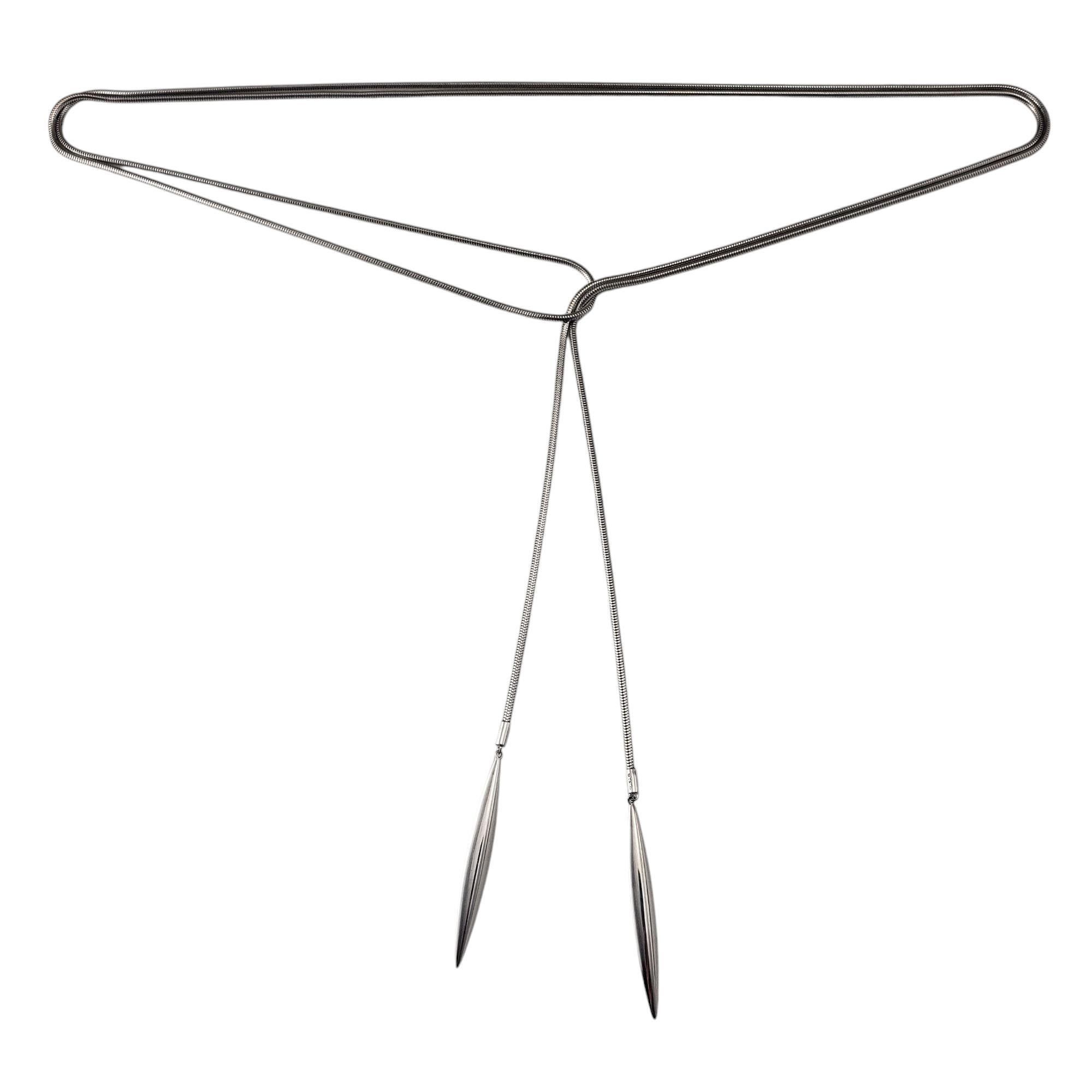 Tiffany & Co. 18K White Gold Long Feather Lariat Necklace #20997