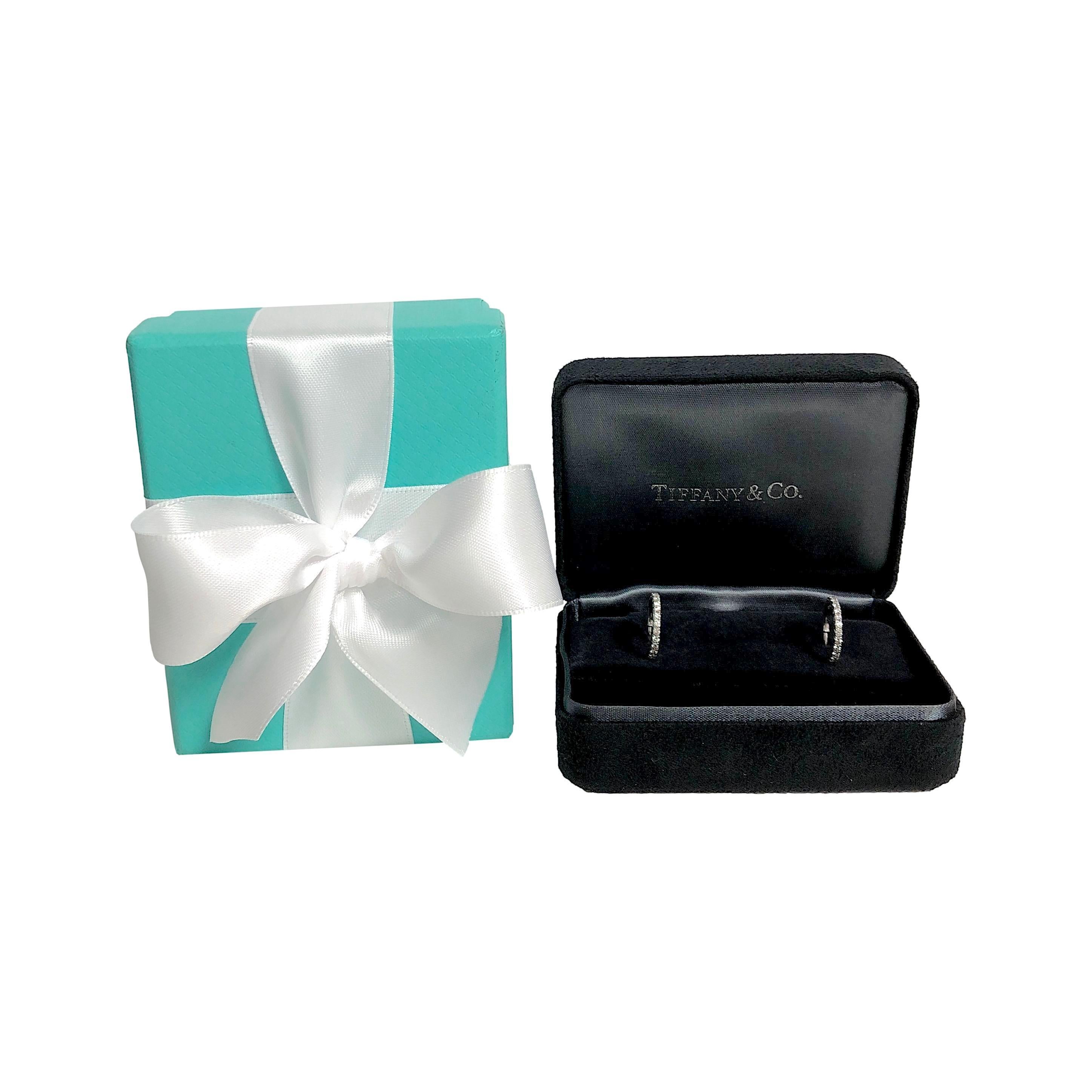 Tiffany & Co. 18K White Gold Metro .30ct Diamond Hoop Earrings, Small 5