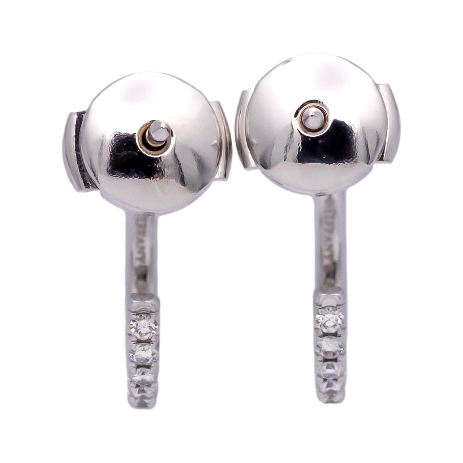 Brilliant Cut Tiffany & Co. 18K White Gold Metro .30ct Diamond Hoop Earrings, Small