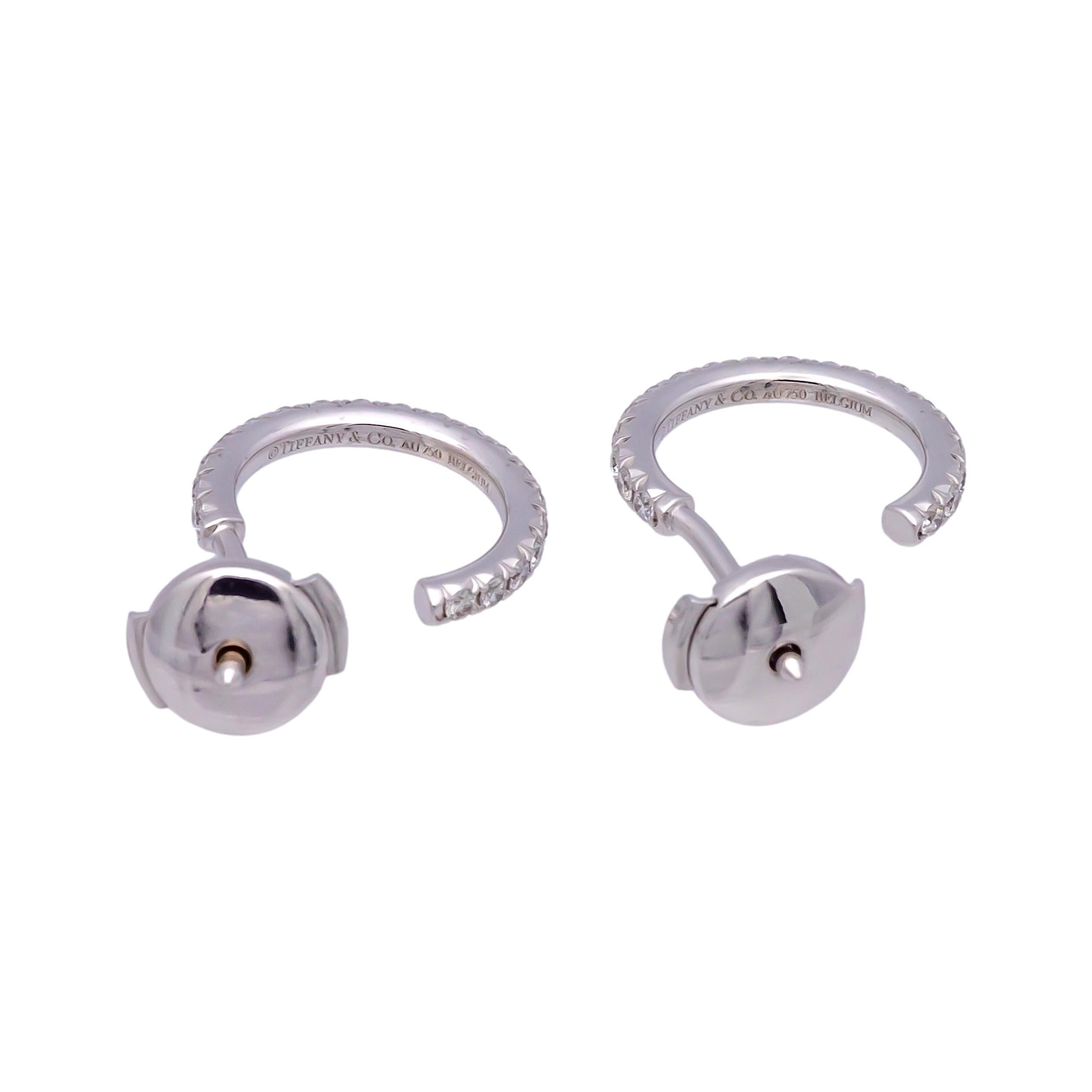 Tiffany & Co. 18K White Gold Metro .30ct Diamond Hoop Earrings, Small 1