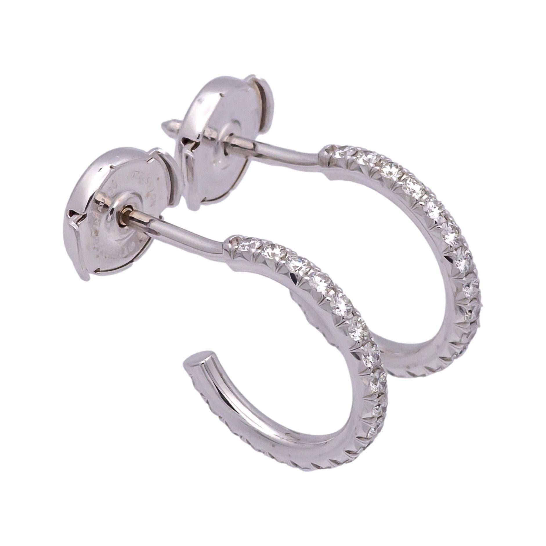 Tiffany & Co. 18K White Gold Metro .30ct Diamond Hoop Earrings, Small 2
