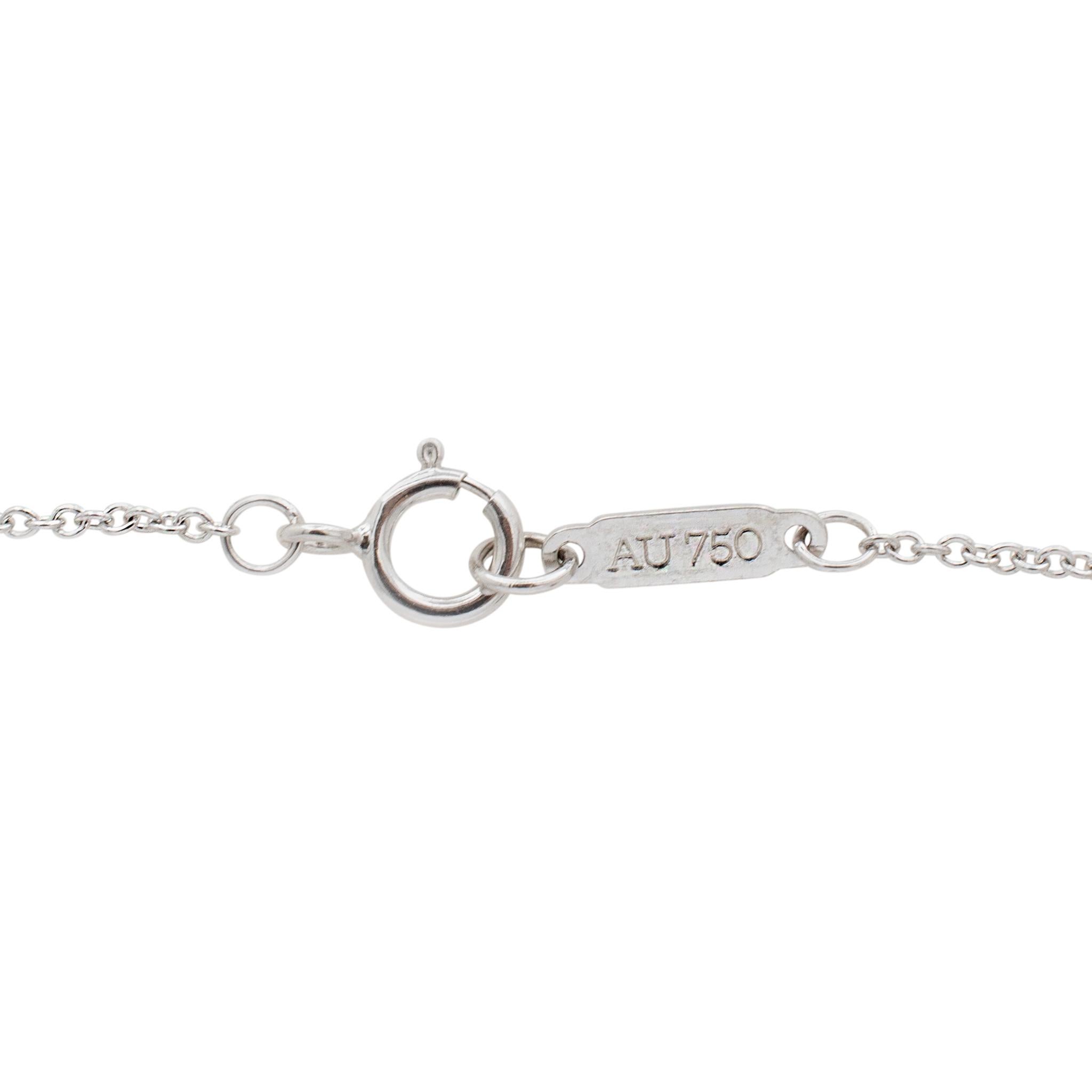 Round Cut Tiffany & Co. 18K White Gold Metro Circle 3 Row Pave Diamond Pendant Necklace