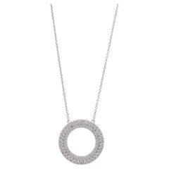 Tiffany & Co. 18K White Gold Metro Circle 3 Row Pave Diamond Pendant Necklace